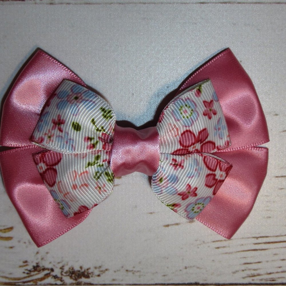 Springtime Floral Pink Hair Bow